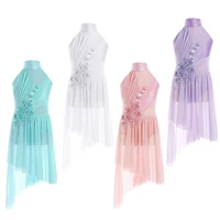 Applique Girls Lyrical Contemporary Dancewear High-Low Chiffon Splice Skirted Fancy Skating Gymnastic Costume Ballet Dresses - Image 6