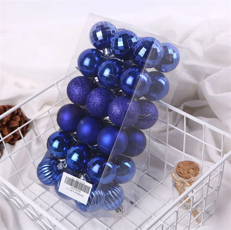 thumbnail image 1 of 4CM Christmas Ball Box Set Available Lightweight Holiday Christmas Tree Ornament Decorations Christmas Decorations 36PCS/Box, 1 of 5