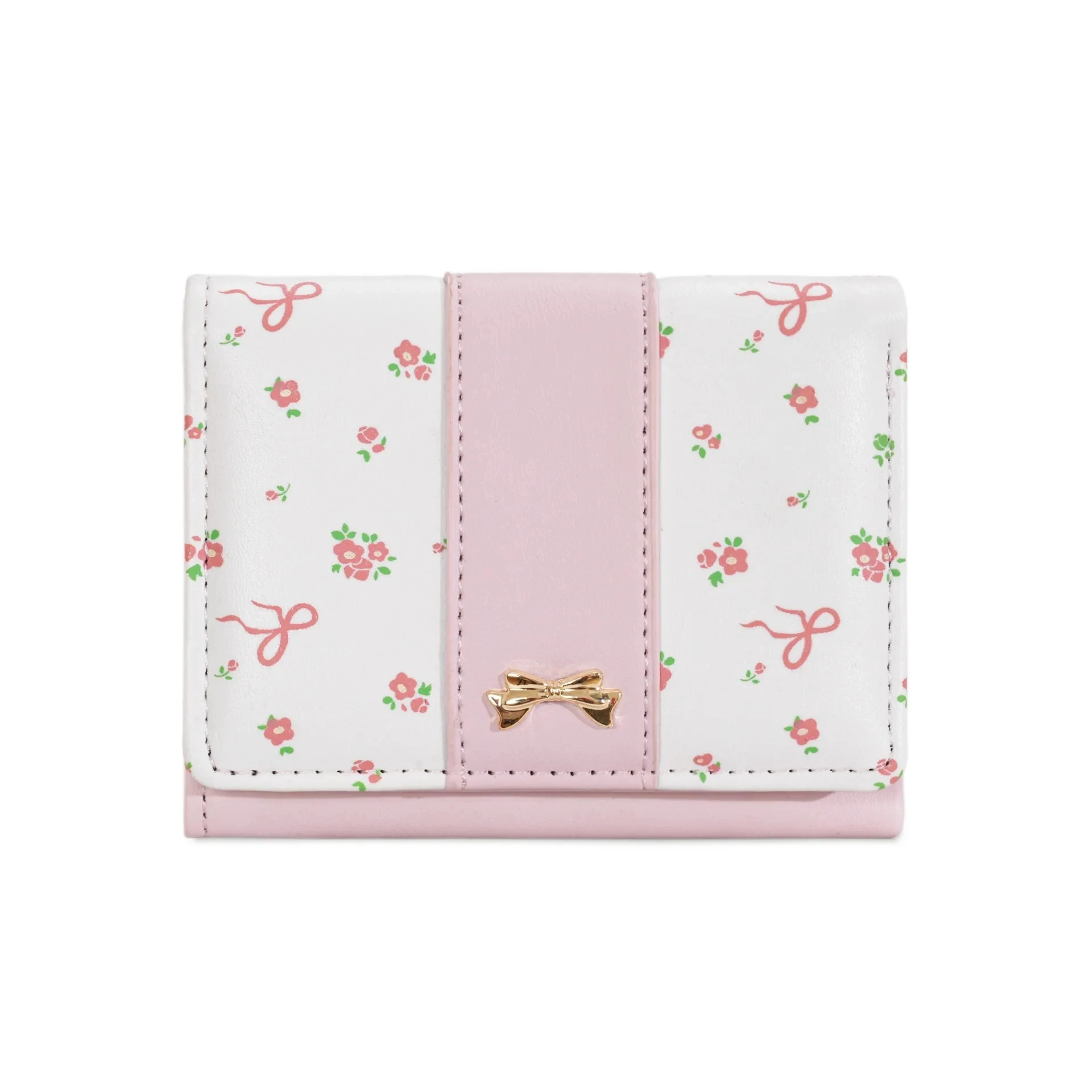 Chic Floral Bow Women's Tri-Fold Wallet with Multi-Card Slots