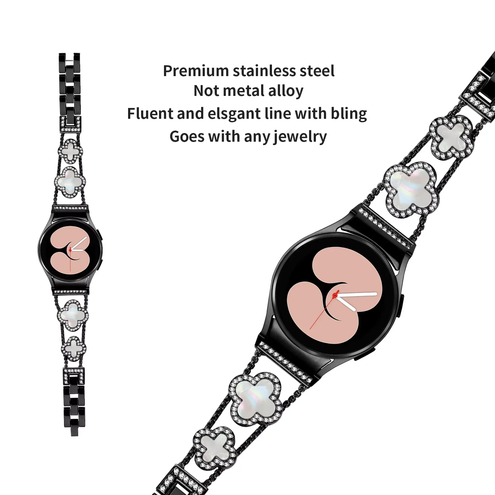 Elegant Stainless Steel Diamond Bracelet Strap