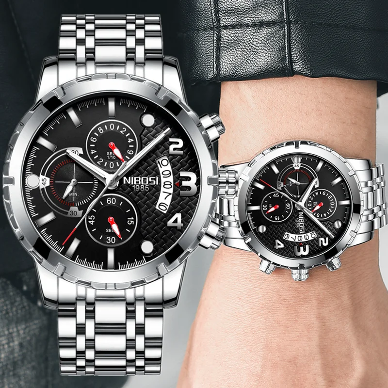 

NIBOSI Watches for Man Fashion Quartz Top Luxury Watch Men Luminous with Chronograph Male Clock Wristwatches Relogio Masculino