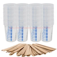600ml Spray Gun Disposable Measuring Cups 50pcs Clear Graduated Plastic Paint 50 Mixing Cups & 5 Mixing Sticks for Paint 1