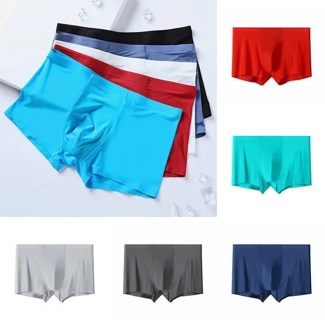 Men Ice Silk Briefs Quick-drying Breathable Underwear Seamless Panties Plus  Size 