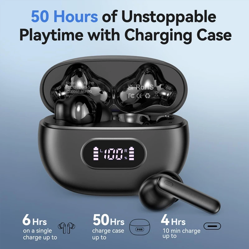 Wireless Earbuds with LED Display Case & Extended Battery Life