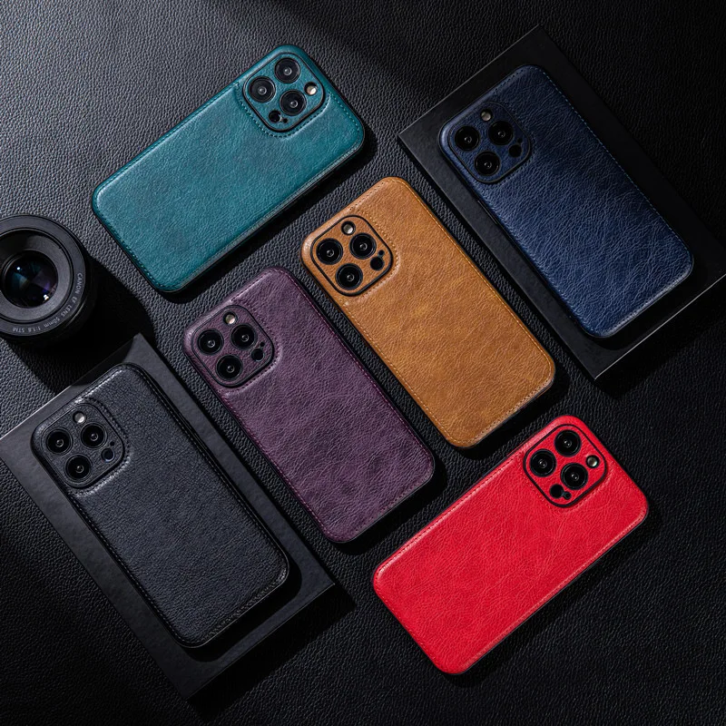 Sleek Leather Case with Lens Protection – Premium Phone Cover Coque