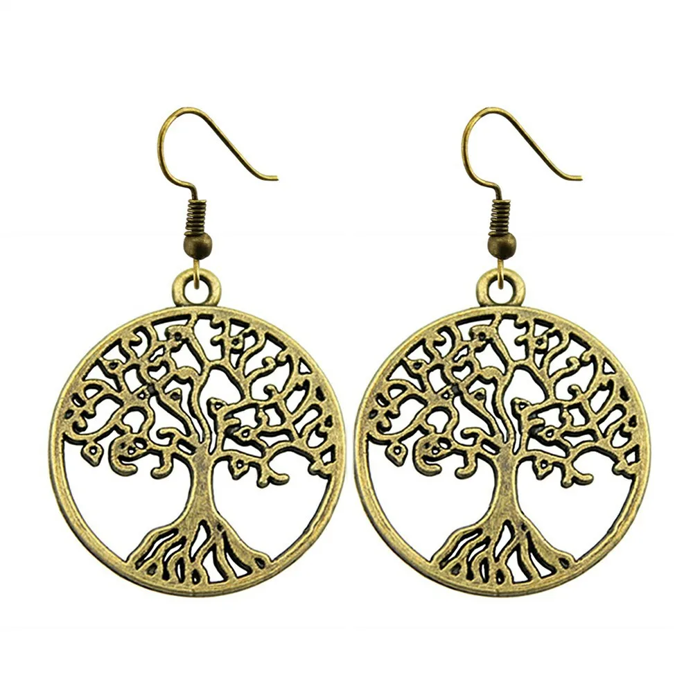 Drop Earrings Pendant Earrings Women Vintage Drop Earrings Fashion 2 Colors Tree Of Life Pendant Earrings