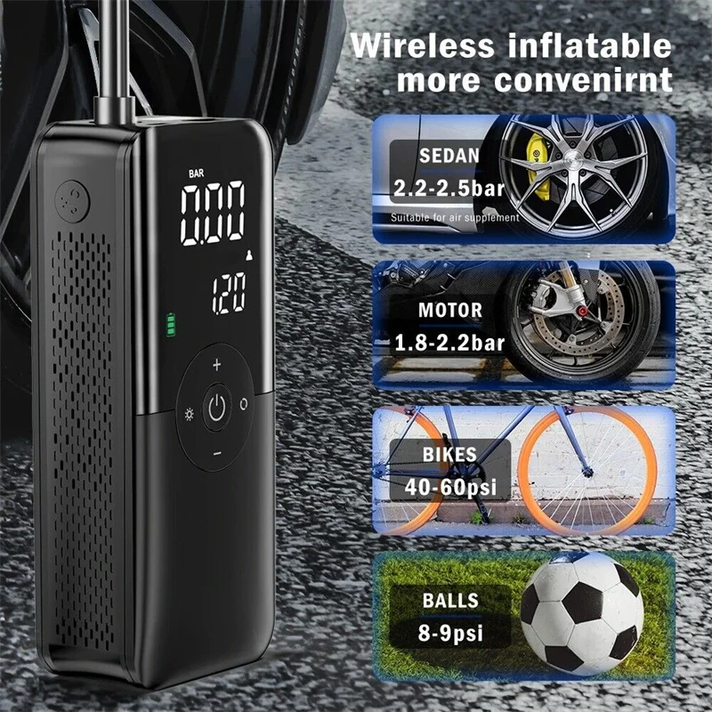 

New Air Compressor 12v Air Pump Car Portable Tyre Inflator Electric Motorcycle Pump Air Compressor For Car Motorcycles Bicycles