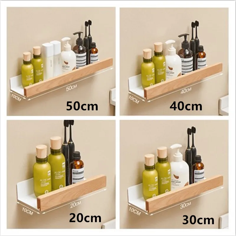 Black Bathroom Shelf No Drill 30/40/50 cm Wall Shelves Shower