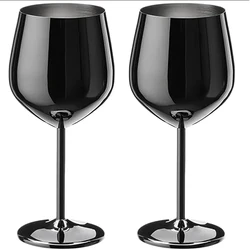 Elegant 500ml Rose Gold Stainless Steel Wine Goblet - Durable Metal Cup for Red Wine and Champagne, Perfect for Parties and Bars (Black - 2)