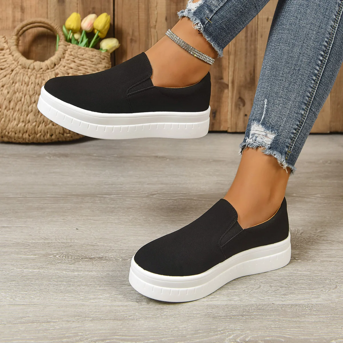 Shoes for Women Spring Leisure Sneakers New Women's Lazy Footwear Lightweight Thick Sole Platform Women Shoes2026