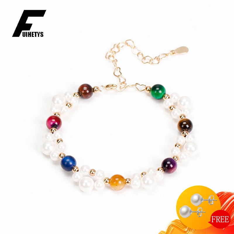 

New Pearl Bracelet 925 Silver Jewelry Accessories with Colorful Gemstone for Women Wedding Party Birthday Bridal Gift Wholesale