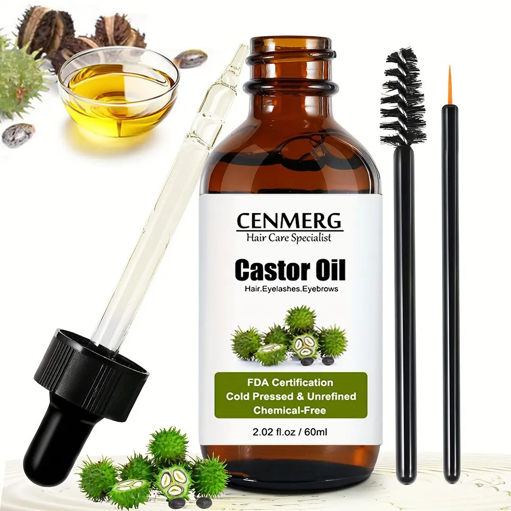 

Organic Castor Oil 2.02fl.oz(60ml) 100%Pure Cold Pressed Castor Oil Hair Growth Essential Oils Essence for Eyelashes/Eyebrows