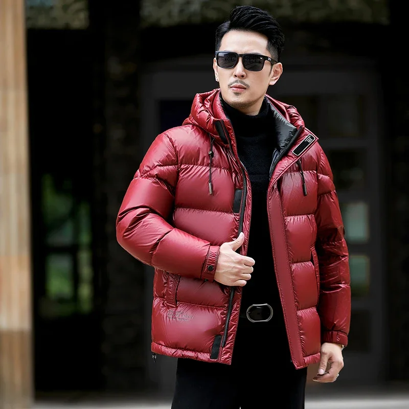 Chaqueta corta de plumón con capucha, ropa de diseñador para hombre, chaqueta acolchada ligera de lujo con relleno de pato para hombre, abrigo cálido de invierno para hombre