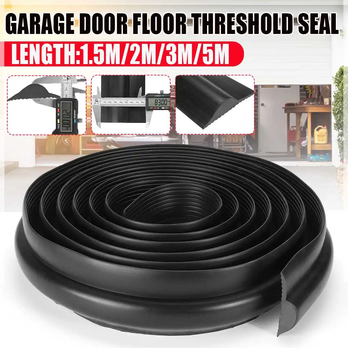 

1.5M/2M/3M/5M 83x20mm Garage Threshold Door Weather Rubber Seal Strap Floor Seal Waterproof Dustproof Special PVC Rubber Strip