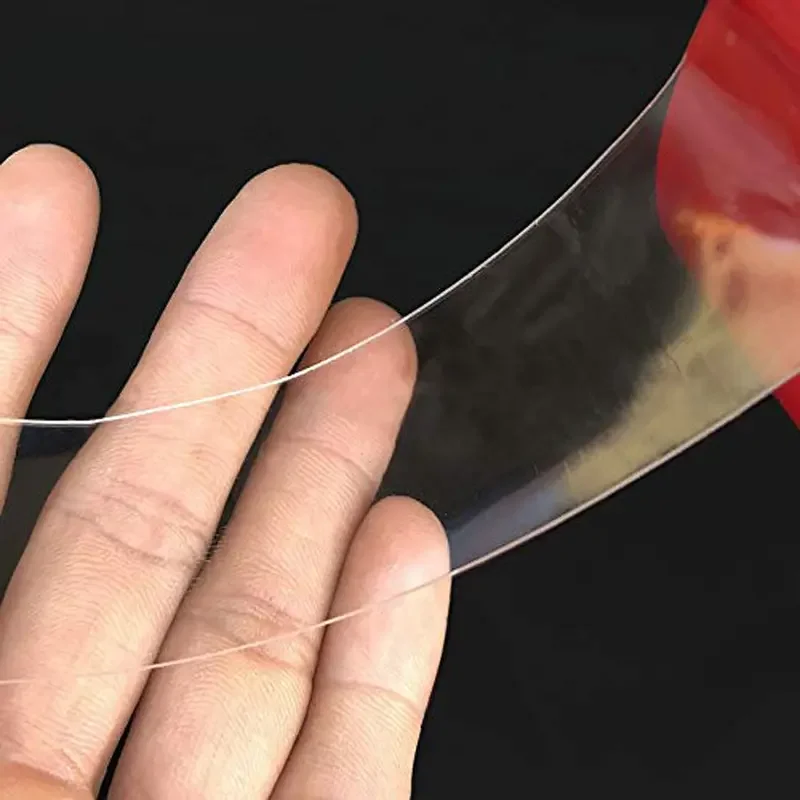 Double Sided Tape Car Adhesive Tape Car Double Sided Tape Red Transparent Silicone Double Sided Roll Sticker Tape For Car High Strength No Traces Adhesive Sticker Car Goods