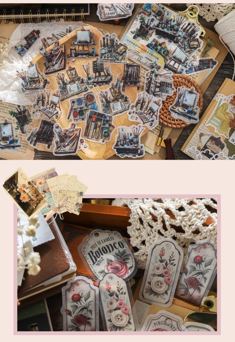 30 Stück/Packung Vintage-Aufkleber-Set für Scrapbooking, PET-Materialien, Kunst, Collage, Junk-Journal, Dekor, Aufkleber, Schreibwaren – Detail 5
