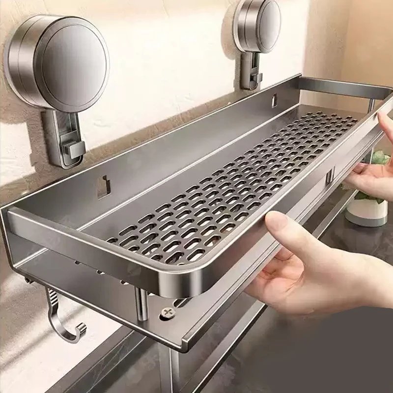 No-Drill Bathroom Suction Shelf 1