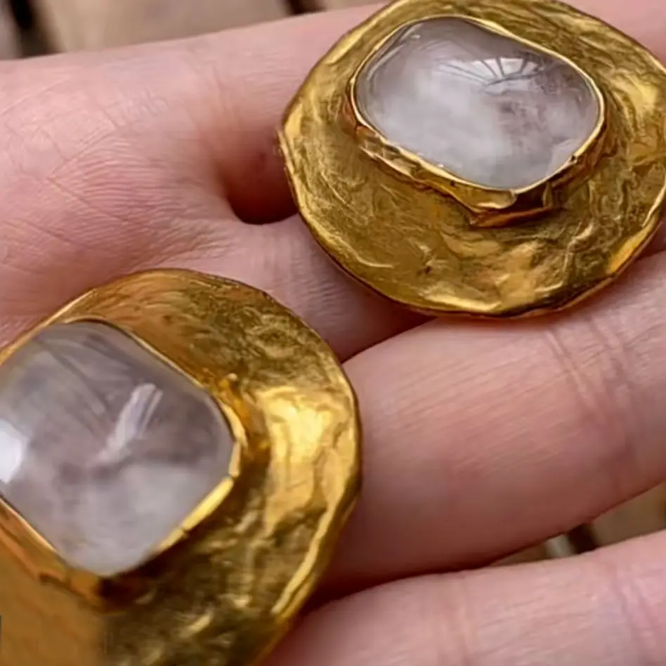 Vintage Clear Crystal Oval Stud Earrings For Women Jewelry Runway Party T Show Fancy Trendy Boho INS Japan Korea