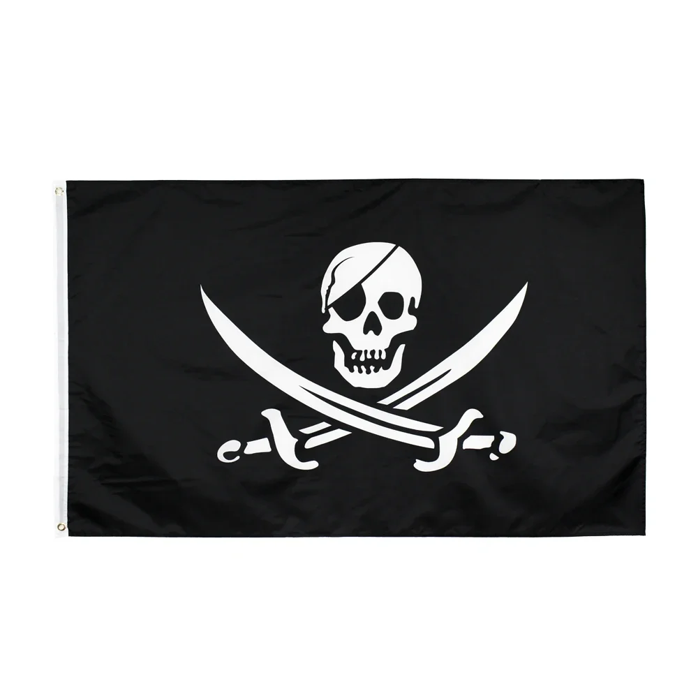 

60X90/90X150CM Jack Rackham Pirate Flag 3x5ft Flying Banner Double Knife Skull Jolly Roger 1 - Ft Flags Decor,flag Decoration Ba