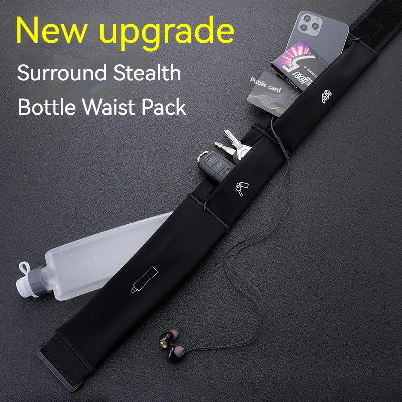 Invisible Sports Hydration Belt Bag Running Phone Belt Waist Pack With Water Bottle Holder for Men Women Cycling Hiking Walking 3