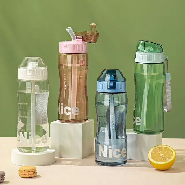 Portable Sport Tea Coffee Cup Plastic Water Bottle With Straw for Drinking Kitchen Tools Kids Water Bottle for School Portable Sport Tea Coffee Cup Plastic Water Bottle With Straw for Drinking Kitchen Tools Kids Water Bottle for School
