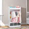Kids Costume Organizer、 Costume Rack、Kids Armoire、Open Hanging Armoire Closet with Mirror-WHITE 3