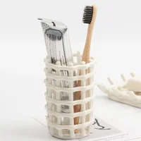 Creative Ceramic Toothbrush Holder ,Nordic Korean Style Toothbrush Toothpaste Storage Racks,Home Bathroom Accessories Decor 2