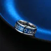 8mm Men's Titanium Stainless Steel Spinner Ring Norse Symbol Luminous Glow Nordic Viking Rune Band 6