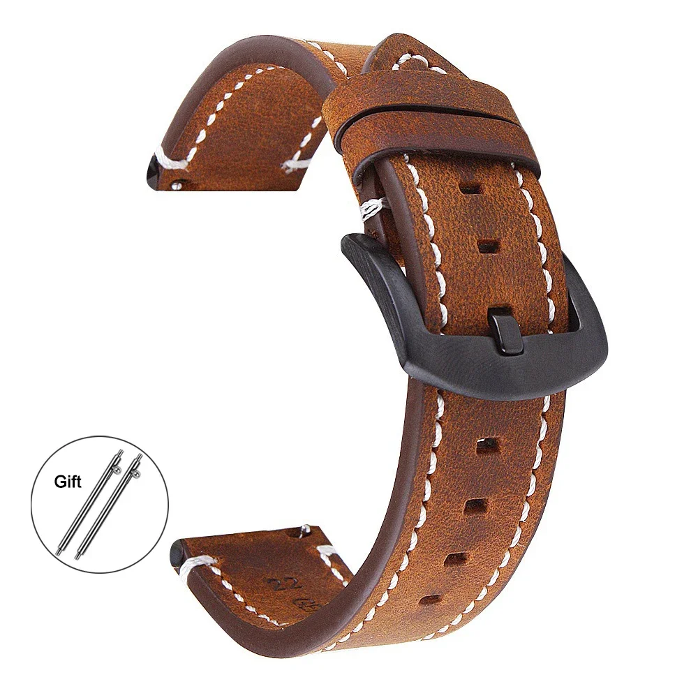 Vintage Soft Leather Watch Band – Retro Style with Quick Release