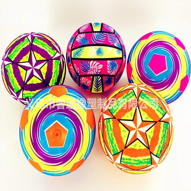 9In Rainbow Ball Indoor and Outdoor Racket Ball Inflatable Leather Ball Flower Colored Ball Squirt Toy Water Amusement Balls Fun 5