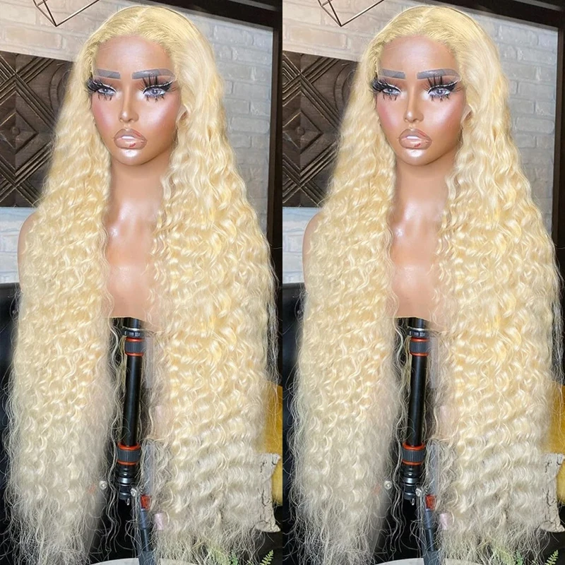 

613 Honey Blonde Curly Human Hair Wig 150% 13x4 Transparent Loose Deep Wave Lace Front Wig 13x6 HD Lace Frontal Wigs For Women