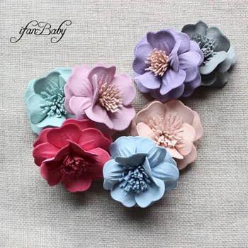 Moda in pelle sintetica fiore artigianale accessori per capelli Appliques abbellimenti