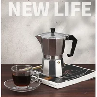 Pot Moka en aluminium avec brûleur électrique, cafetière supérieure, percolateur à expresso, bouilloire chauffante pour la maison, 150, 300, 600 2