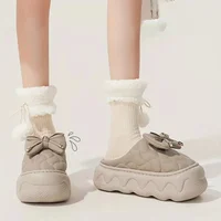 Women Winter Warm Slip-On Cotton Slippers Thick Sole Fleece Lining Non-Slip Indoor/Outdoor House Shoes Stylish Slipons Footwear - Image 2