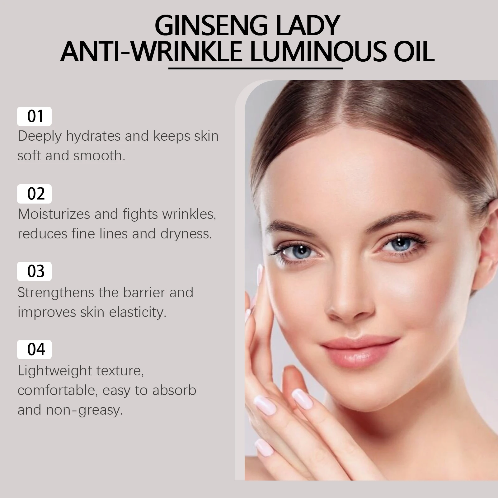 Ginseng Extract Facial Essential Oil Firming Fade Fine Lines Moisturizing Skin Rejuvenation Non-Greasy Nourishing Face Essence 3