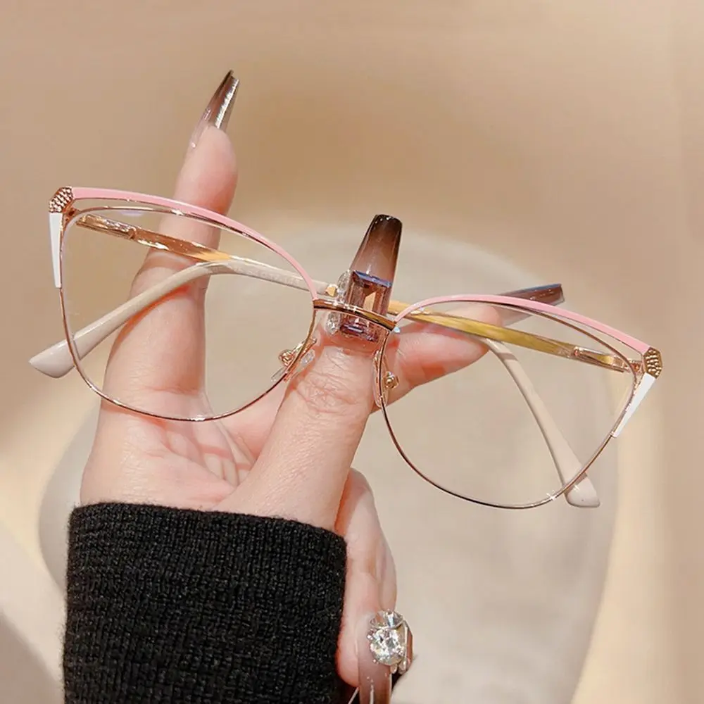 Trendy Blue Ray Blocking Anti-Blue Light Glasses Ultralight Eye Protection Square Eyeglasses Women Designers Metal Frame Glasses blue light blocking glasses metal frame glasses