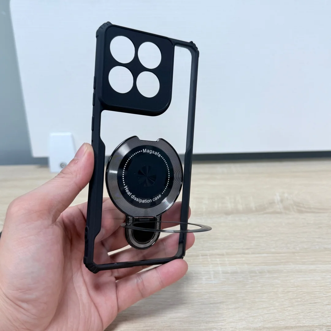 Acrylic TPU Transparent Magnetic Bracket Back Cover with Air Shockproof Bumper