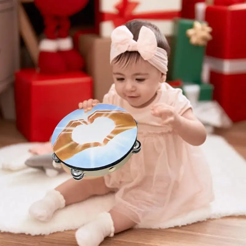 전문 탬버린 매끄러운 표면 공연 핸드 드럼 나무 질감