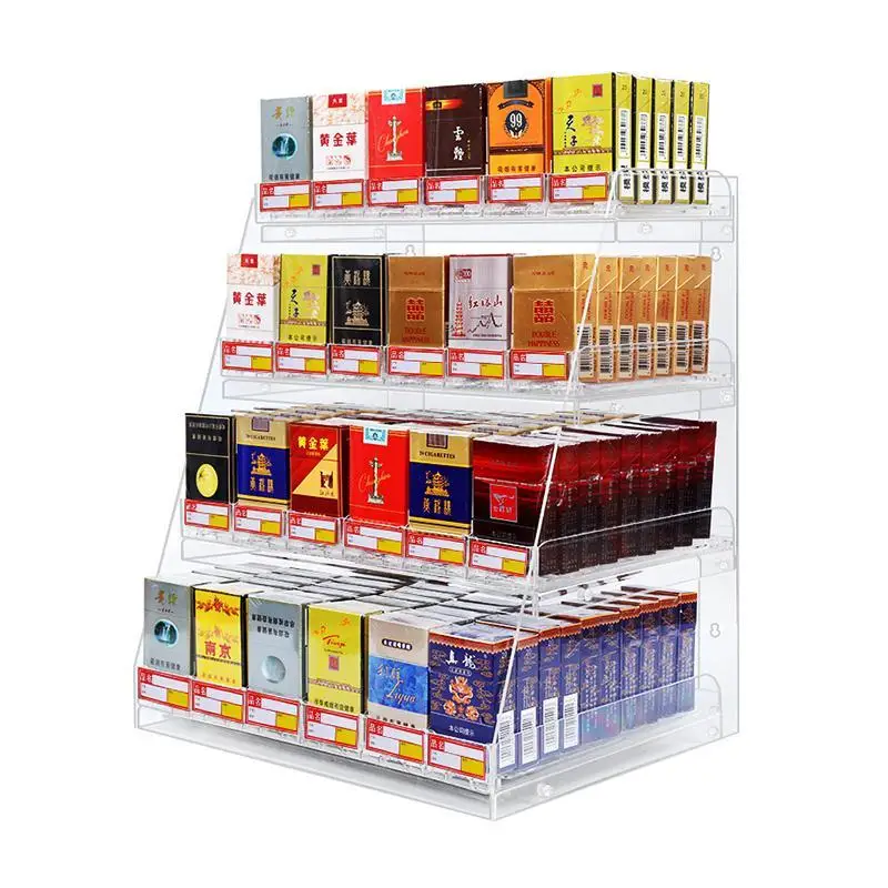 Cigarette Shop Showcase Acrylic Display Stand Auto Push Cigarette
