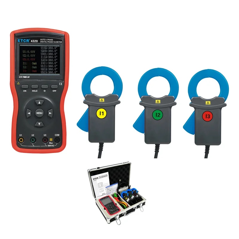 ETCR4320 Three-phase Digital Phase Voltmeter Triple Clamp Automatic 0~360 Phase