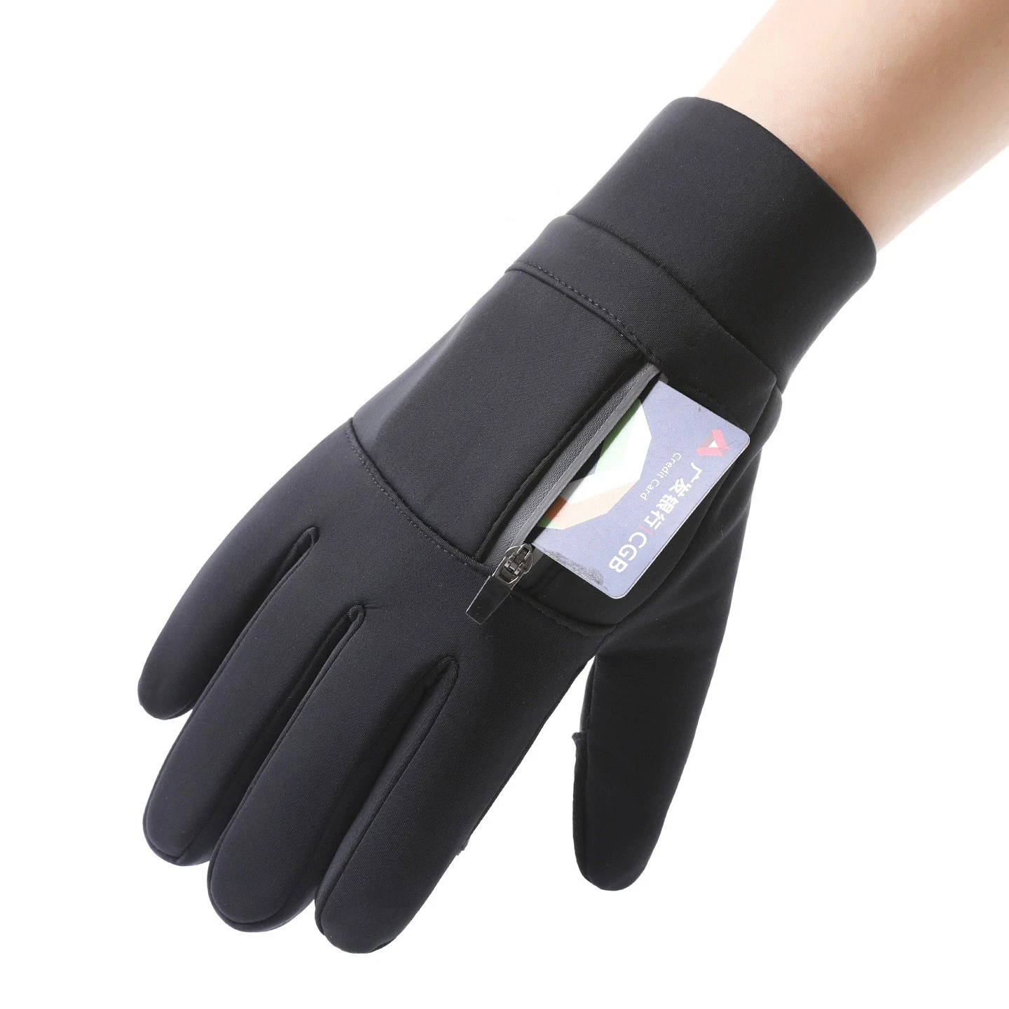 Winter Cycling Gloves Windproof Men Women Touchscreen Warm Motorcycle Water-Repellent Zipper Pocket Fingertip Flip
