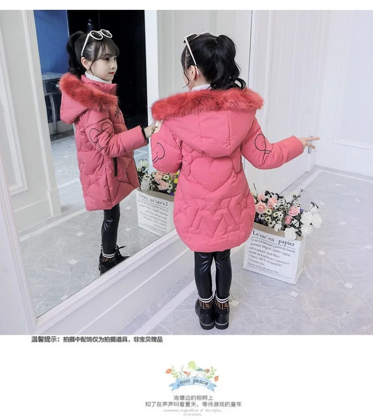 Girls Winter Jacket - Heavyweight Long Style Coat With Detachable Velvet Hood