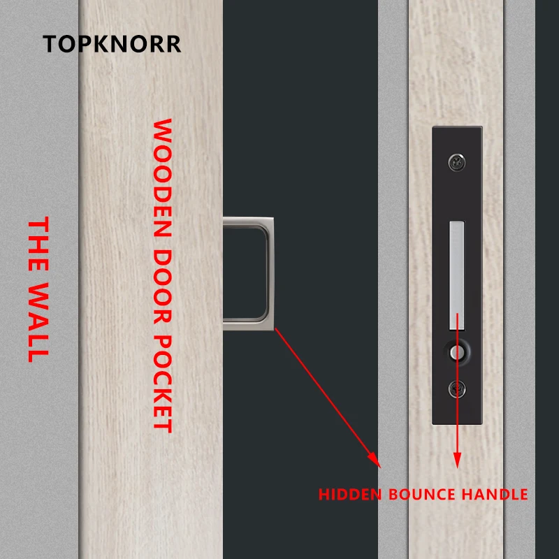 Pocket Door Handle Lock Built-in Shift Lock Sliding Kitchen Invisible Bounce Hook door handle lock