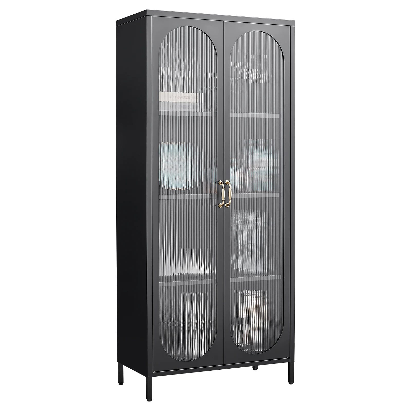 Steel Sideboard Storage Cabinet with Glass Door Steel File Cabinet Wardrobe File Chest Tallboy Display