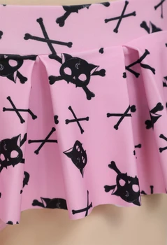 Women Swimwear Thriller Kitten Skull Cat Print Swimsuit Heart-shaped Design Pink Skeleton Cat Two Pieces Swimsuit 6