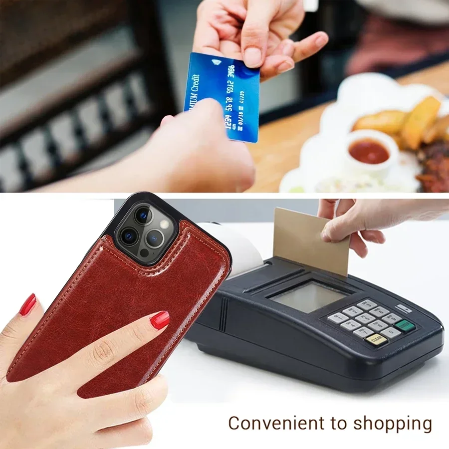 Leather iPhone Case Retro Wallet Flip Case Multi Card Slot Holder Cover For iPhone 16 Pro Max 15 Plus 14 13 Mini 12 11 X XR XS Max SE3 2 8 7