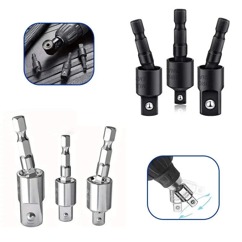360&deg;electric Drill Air Screwdriver Sleeve Universal Adapter Hexagonal Handle to Square Head Rotary Adapter Connect Rod Tool