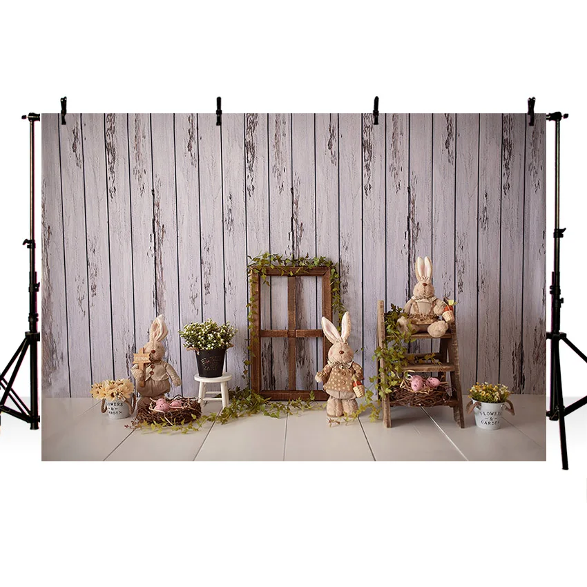 Mehofond Photography Background Spring Easter Bunny Eggs Wooden wall Kids Birthday Party Portrait Decor Backdrops Photo Studio