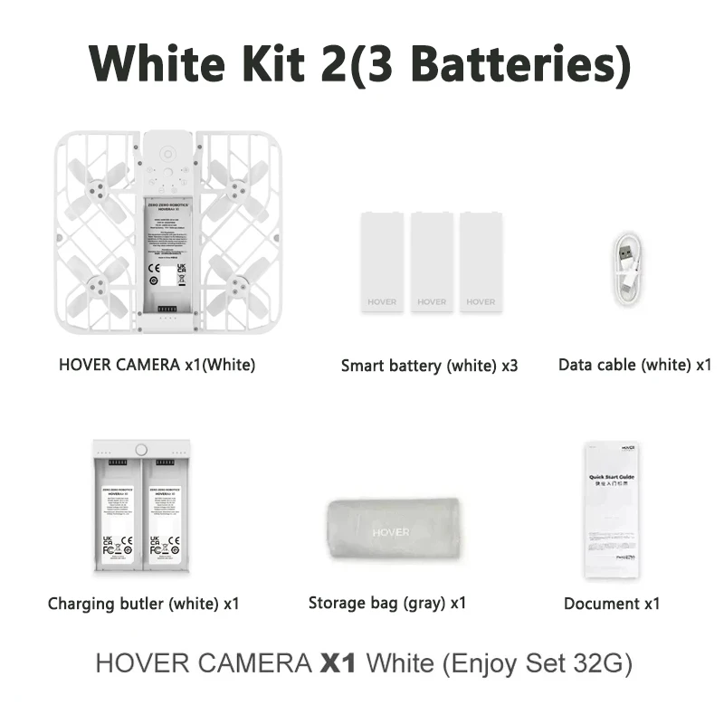 HOVERAir X1 Self-Flying Camera, Pocket-Sized Drone HDR Video Capture, Palm  Takeoff, White (Combo with an Extra Battery), 3 Batteries Included