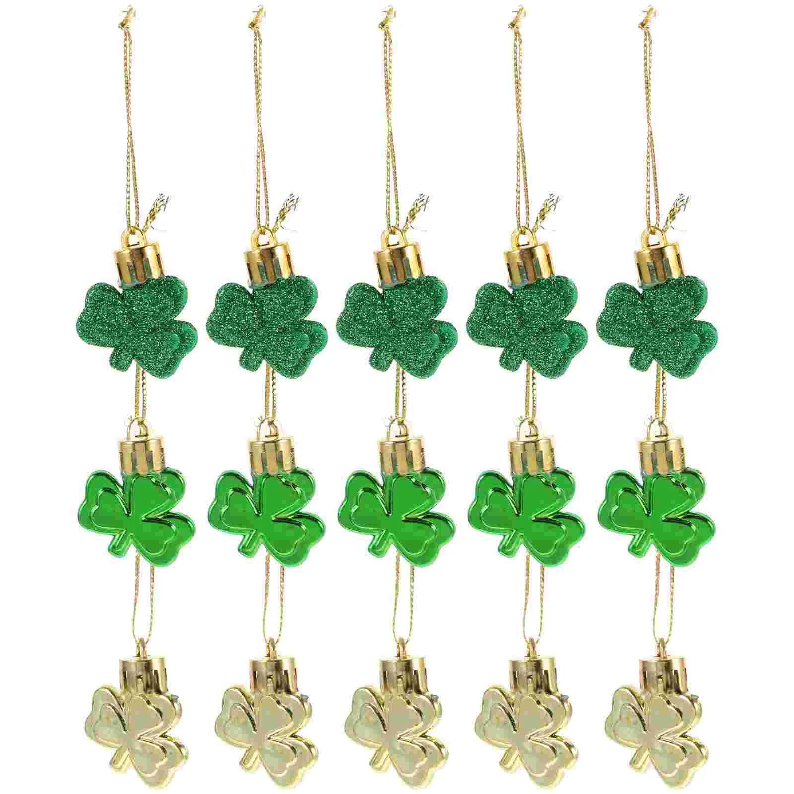 

15pcs St Patricks Day Decorations Shamrock Ornaments Shape Hanging Decors